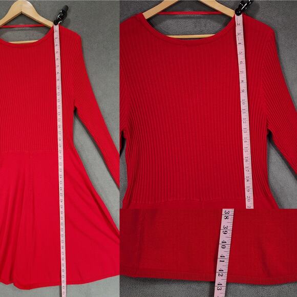 Lane Bryant Sweater Dress 18/20 Women Fit Flare Red Long‎ Sleeve Slimming Modest - Picture 4 of 8